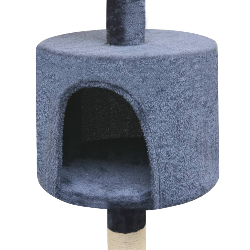 Škrabadlo pre mačky so sisalovými stĺpikmi, 125 cm, tmavomodré