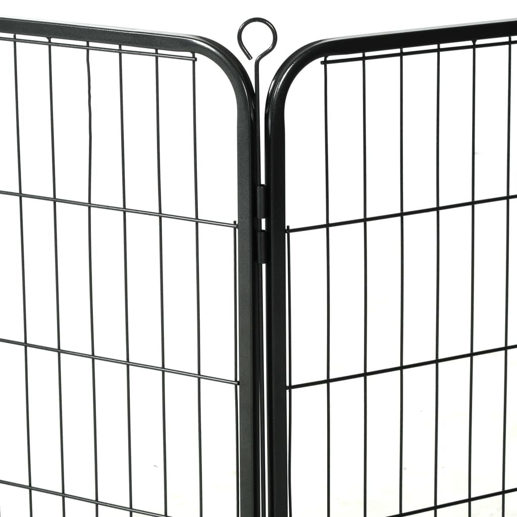 Oceľová ohrádka pre psov s 8 panelmi 80x80 cm čierna