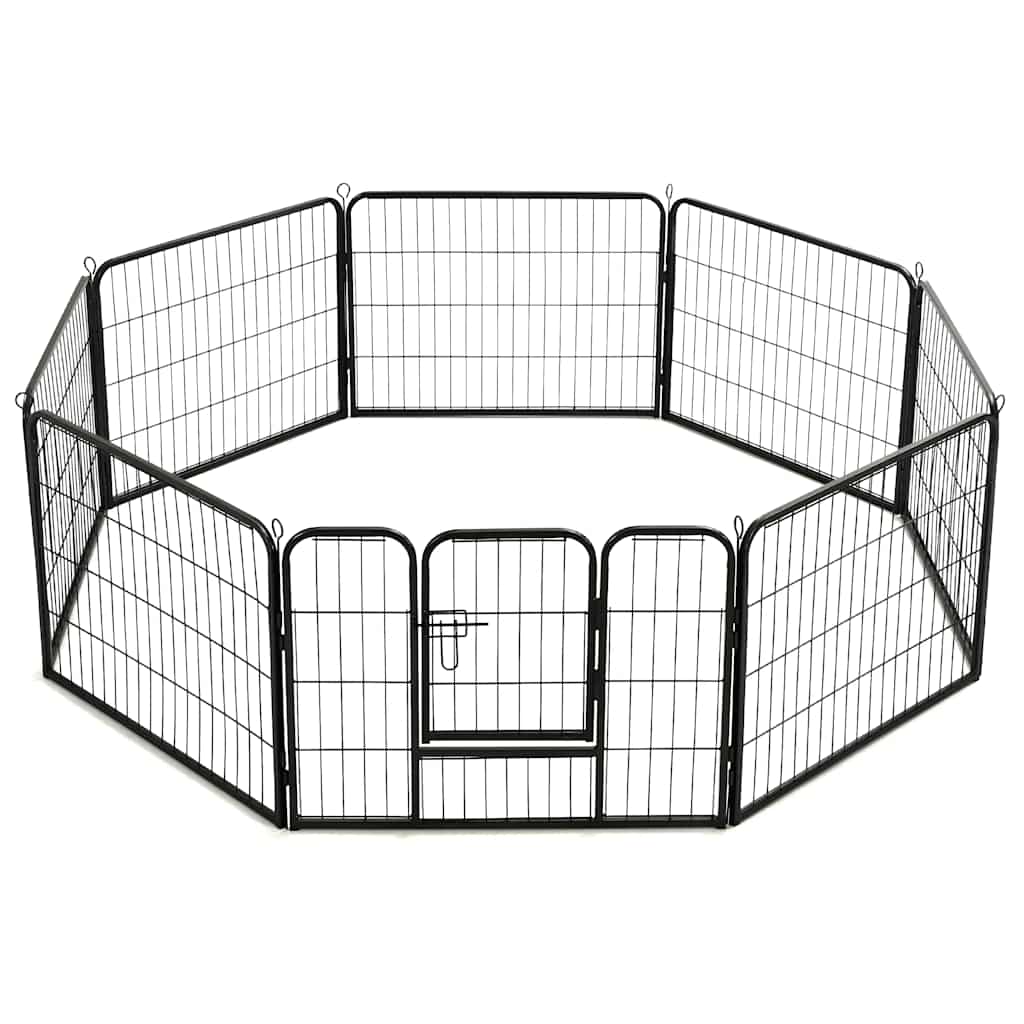 Oceľová ohrádka pre psov s 8 panelmi 60x80 cm čierna