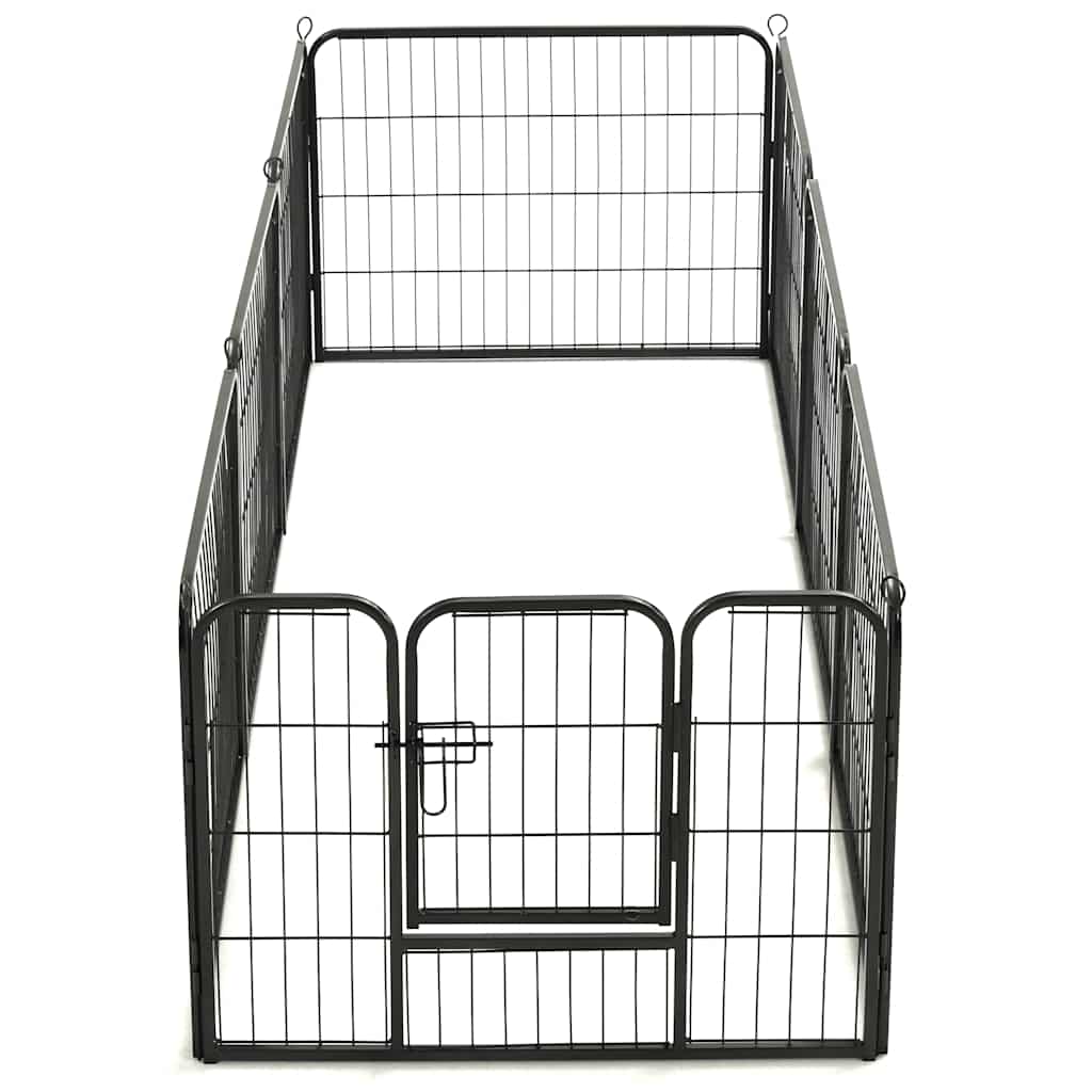 Oceľová ohrádka pre psov s 8 panelmi 60x80 cm čierna
