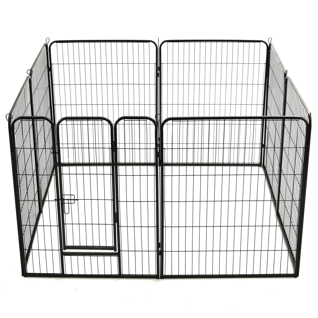 Oceľová ohrádka pre psov s 8 panelmi 80x100 cm čierna