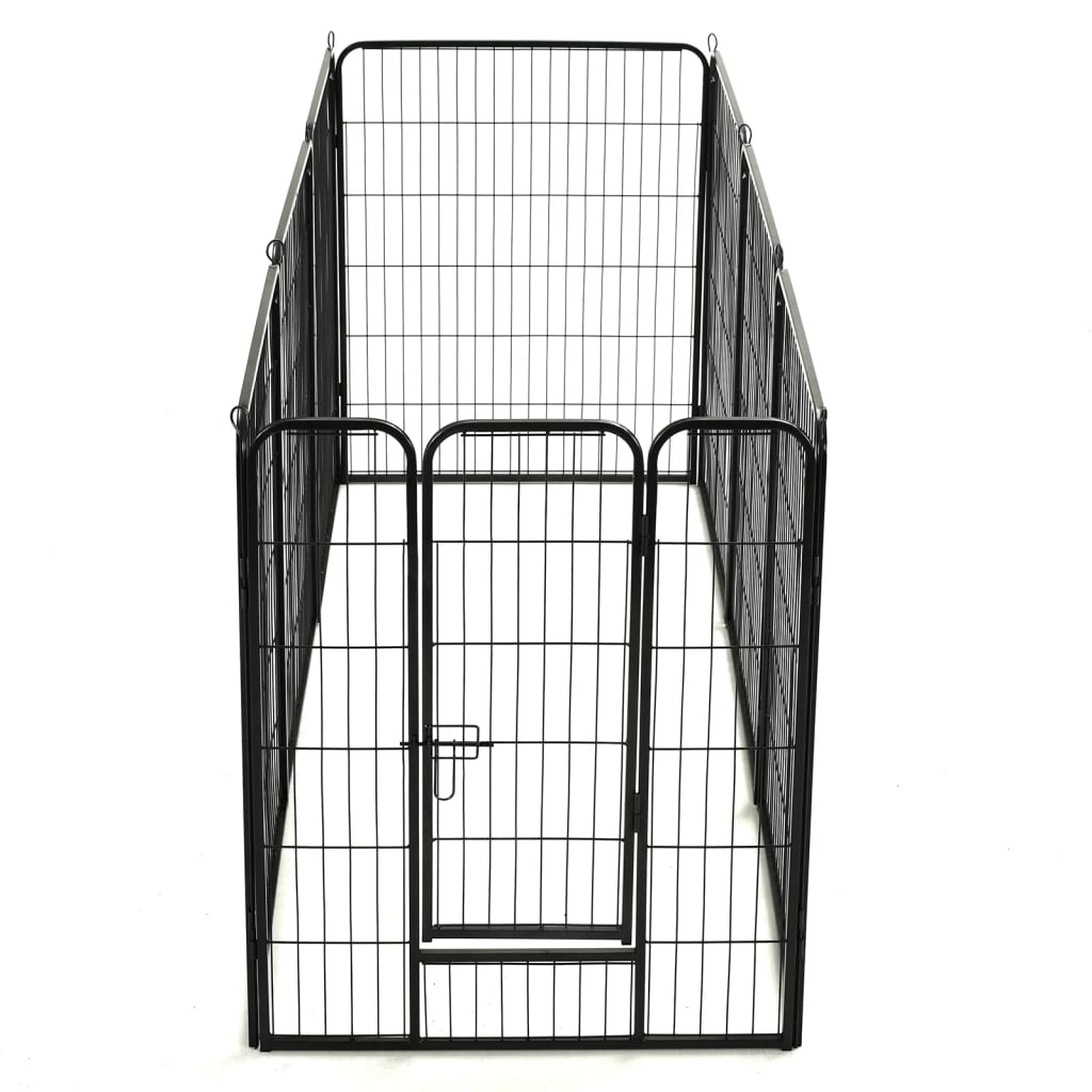Oceľová ohrádka pre psov s 8 panelmi 80x100 cm čierna