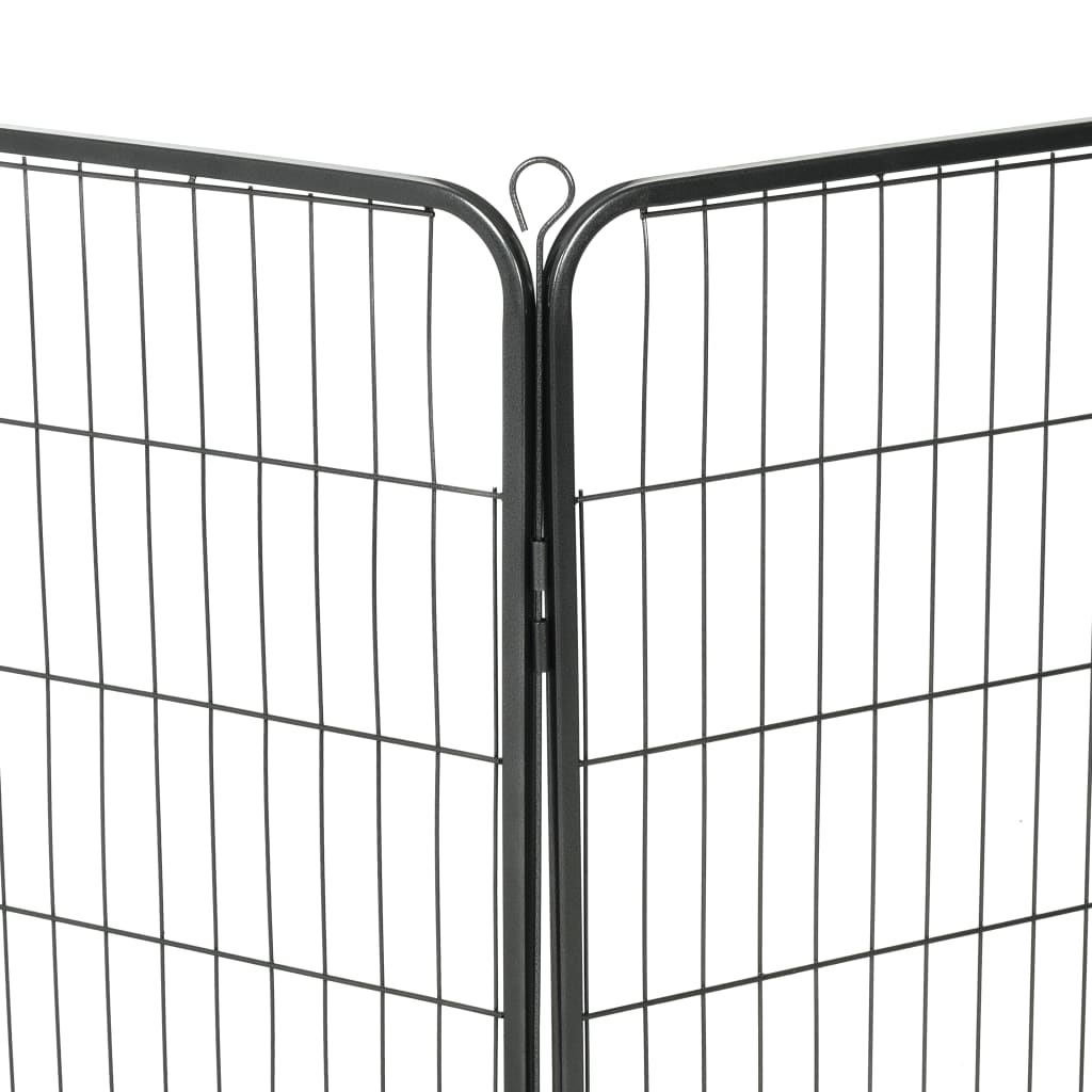 Oceľová ohrádka pre psov s 8 panelmi 80x100 cm čierna