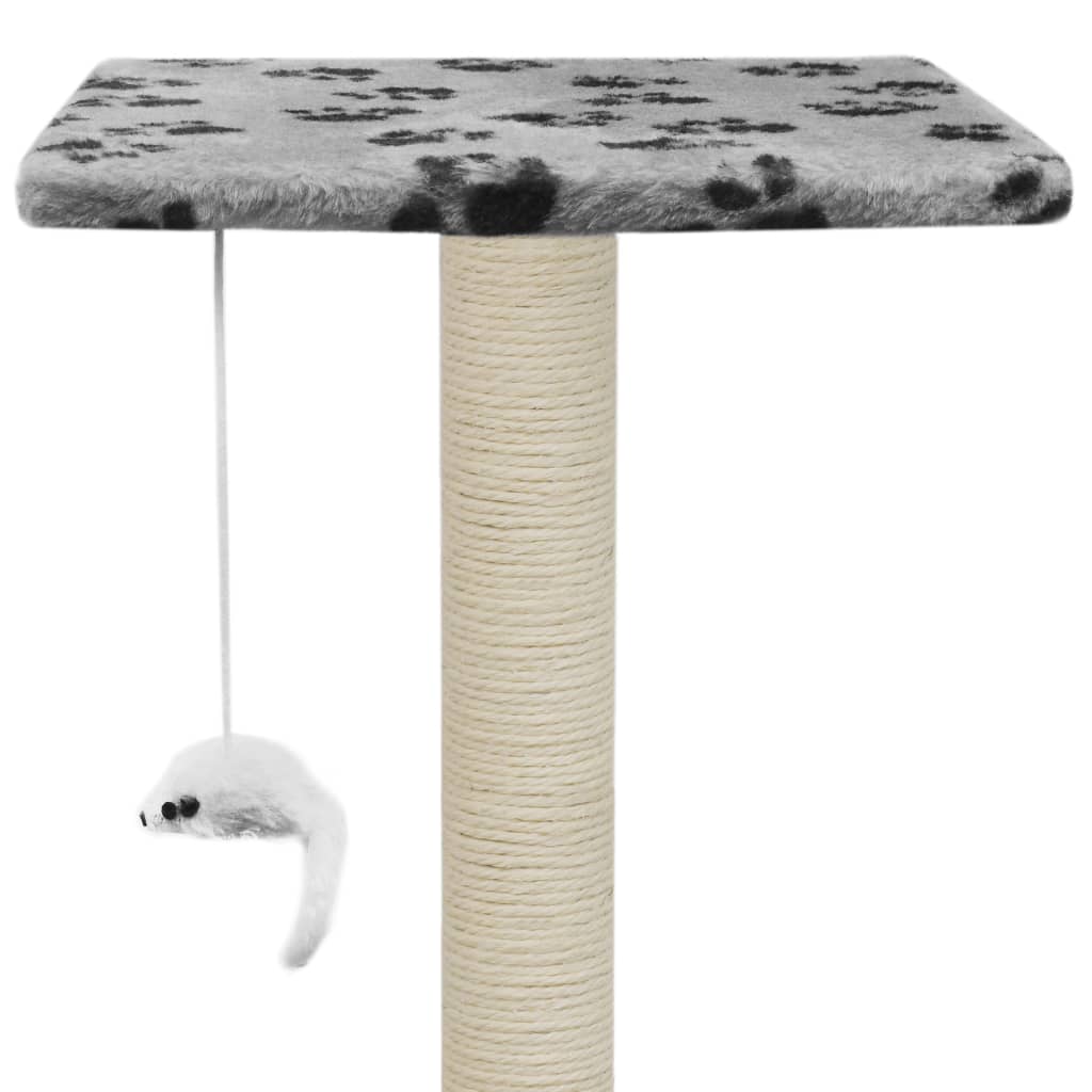 Škrabadlo pre mačky so sisalovými stĺpikmi 95cm, sivé s labkami