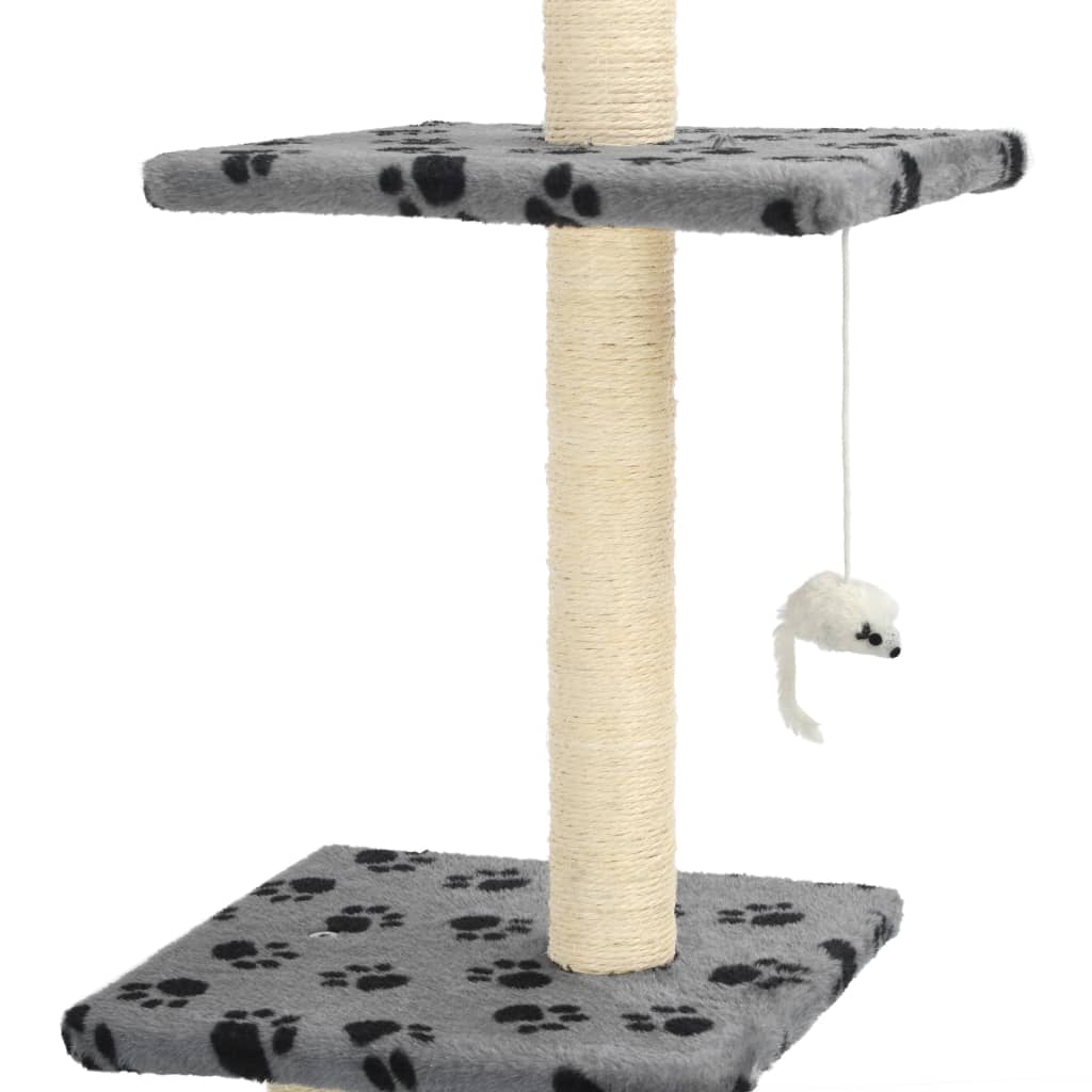 Škrabadlo pre mačky so sisalovými stĺpikmi 260 cm sivé s labkami