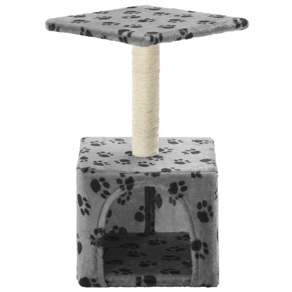 Škrabadlo pre mačky, sisalový stĺpik 55 cm, sivé s labkami