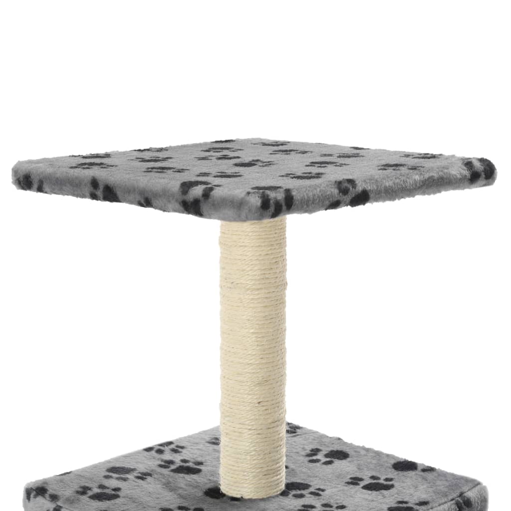 Škrabadlo pre mačky, sisalový stĺpik 55 cm, sivé s labkami