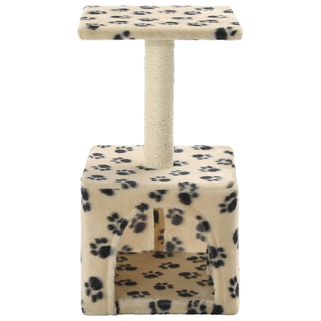 Škrabadlo pre mačky, sisalový stĺpik 55 cm, béžové s labkami