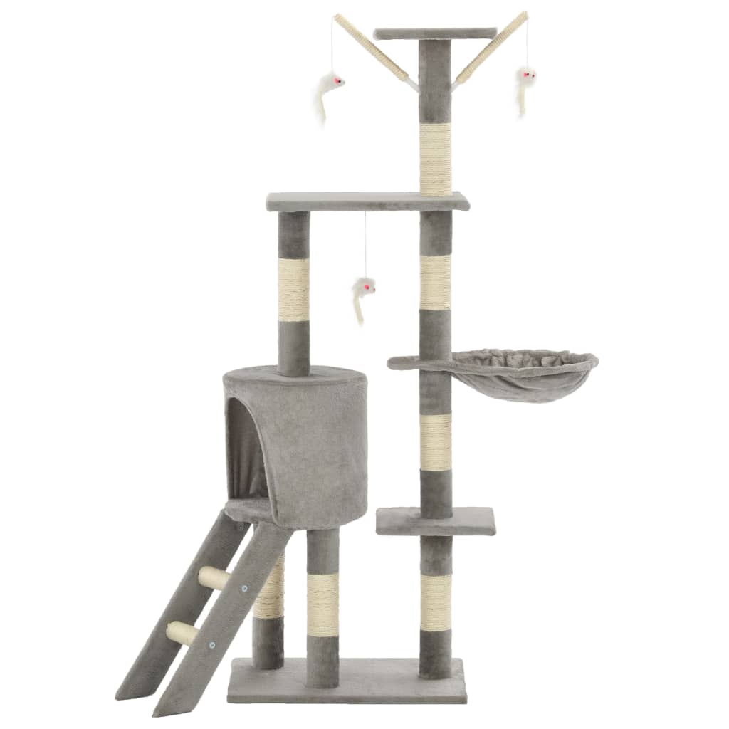 Škrabadlo pre mačky so sisalovými stĺpikmi 138 cm sivé