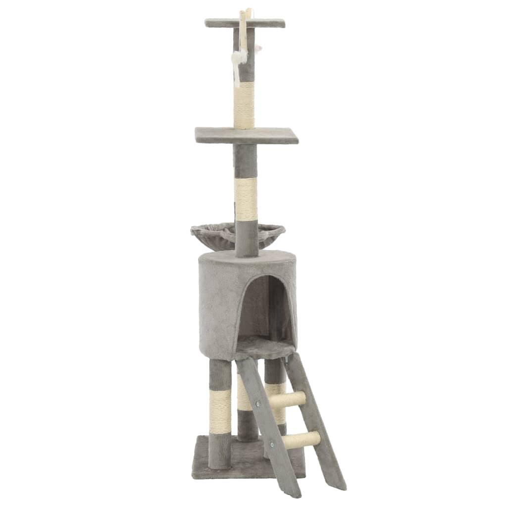 Škrabadlo pre mačky so sisalovými stĺpikmi 138 cm sivé