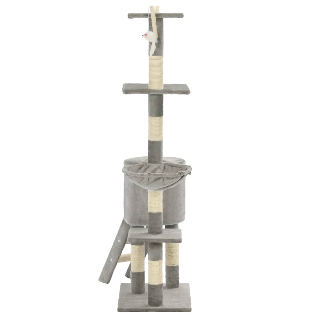 Škrabadlo pre mačky so sisalovými stĺpikmi 138 cm sivé