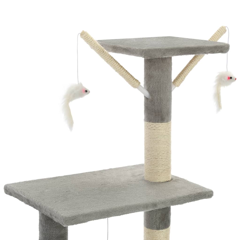 Škrabadlo pre mačky so sisalovými stĺpikmi 138 cm sivé