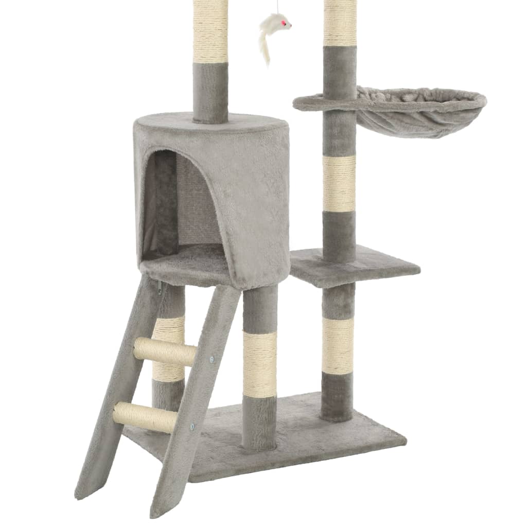 Škrabadlo pre mačky so sisalovými stĺpikmi 138 cm sivé