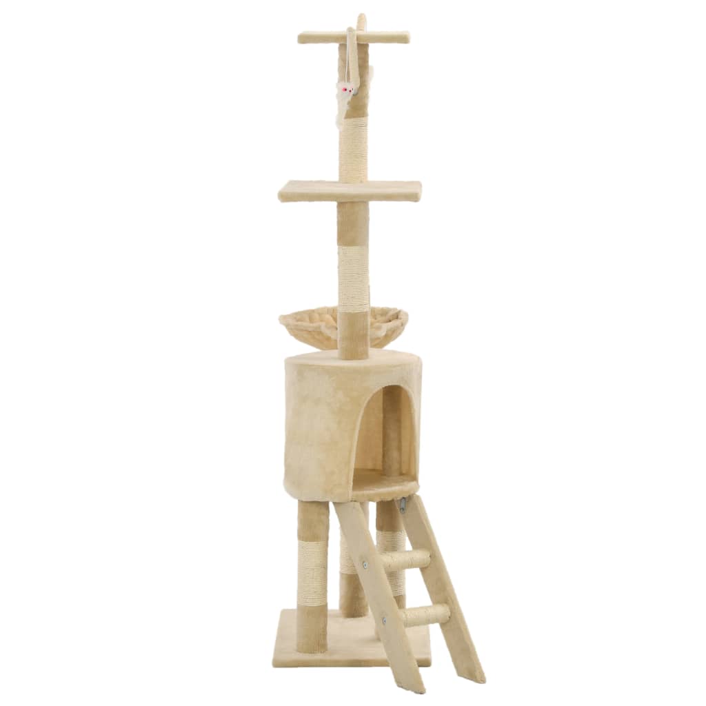 Škrabadlo pre mačky so sisalovými stĺpikmi 138cm béžové