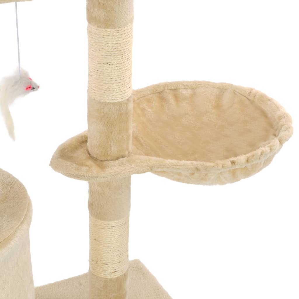 Škrabadlo pre mačky so sisalovými stĺpikmi 138cm béžové