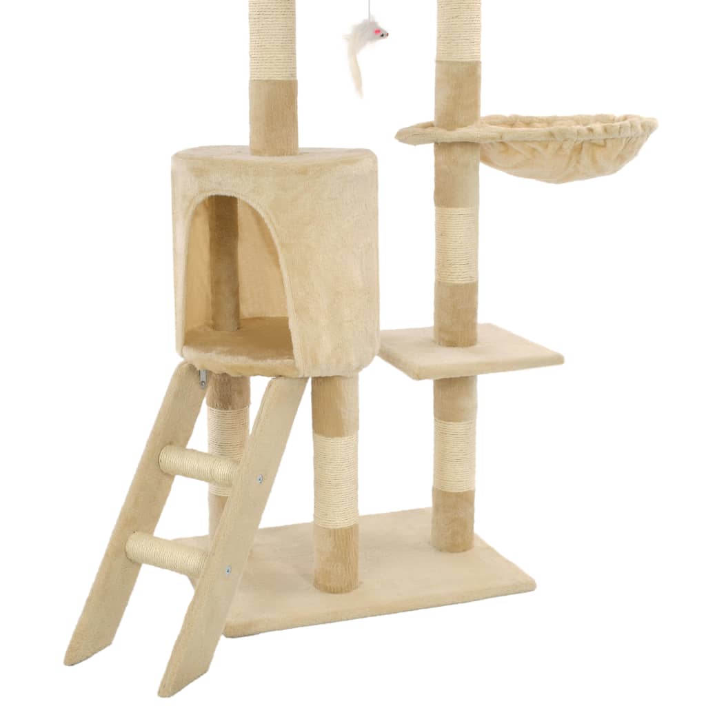 Škrabadlo pre mačky so sisalovými stĺpikmi 138cm béžové