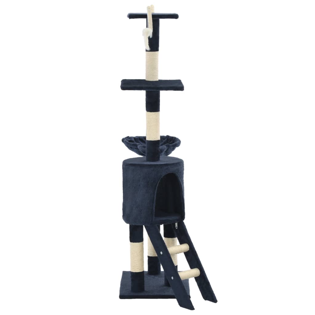 Škrabadlo pre mačky so sisalovými stĺpikmi 138cm tmavomodré