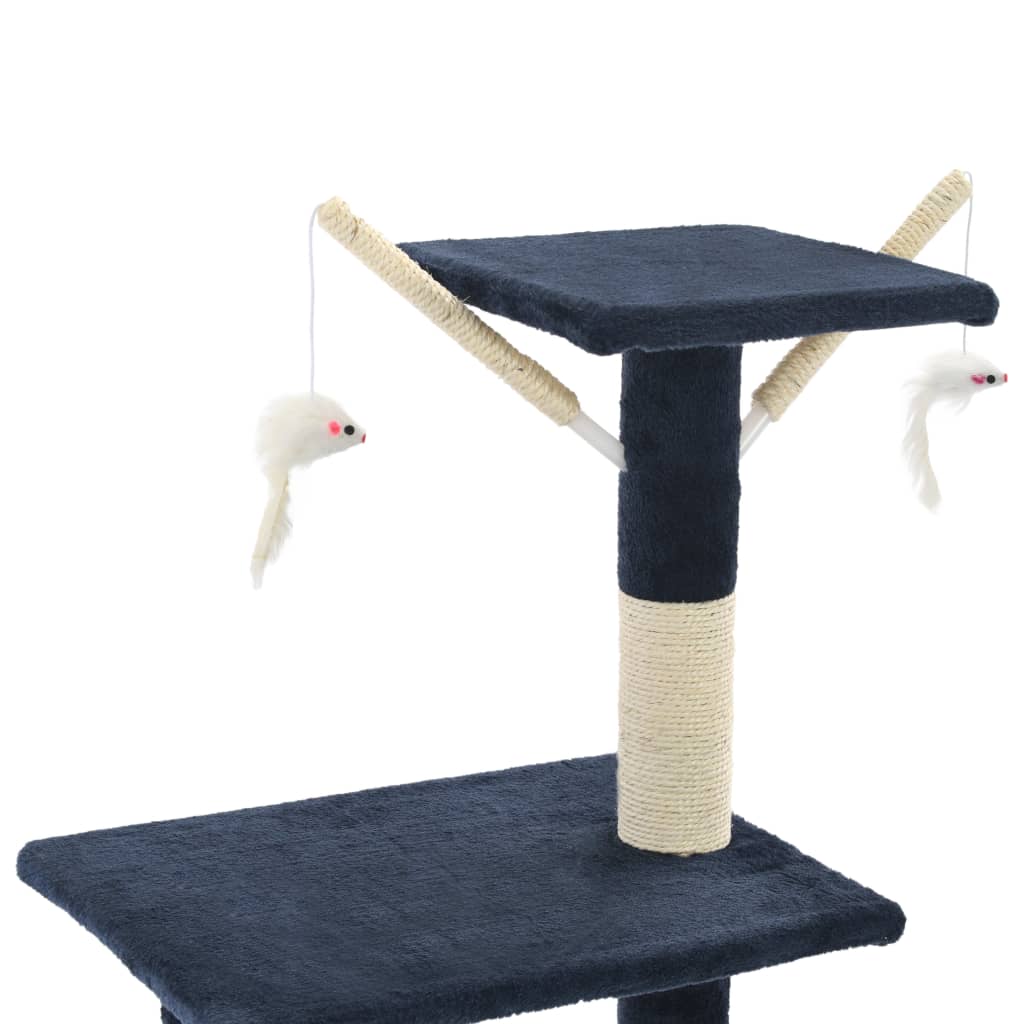 Škrabadlo pre mačky so sisalovými stĺpikmi 138cm tmavomodré