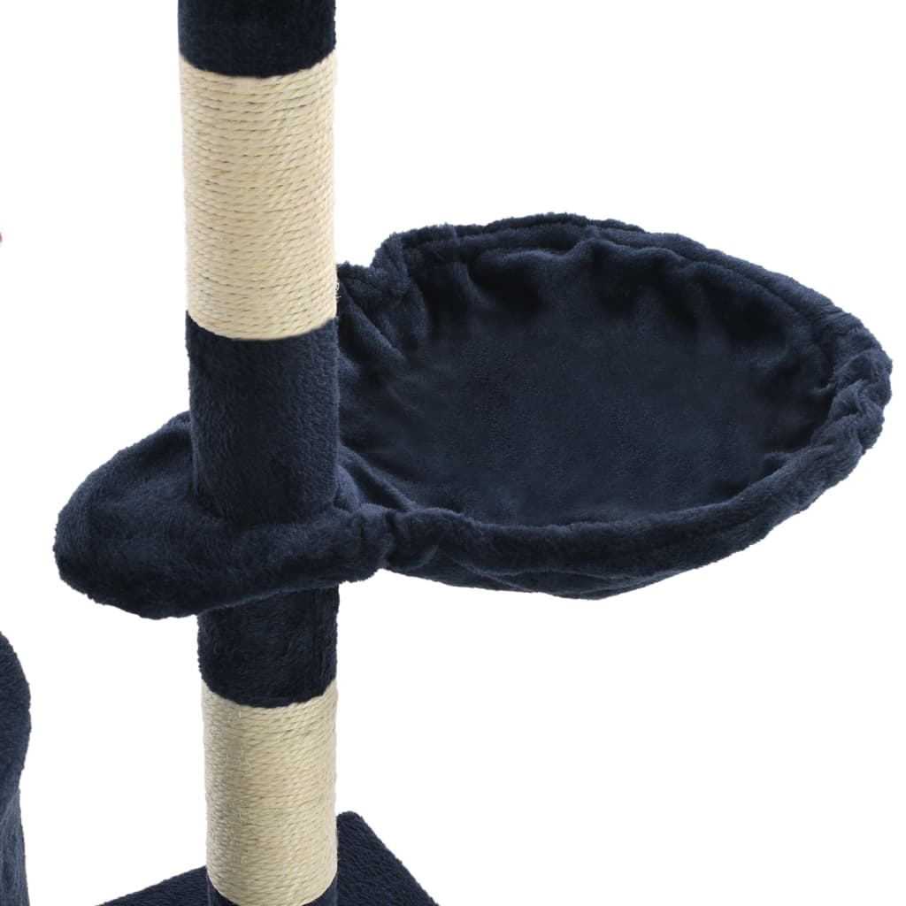 Škrabadlo pre mačky so sisalovými stĺpikmi 138cm tmavomodré