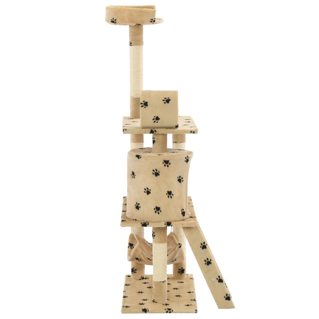 Škrabadlo pre mačky so sisalovými stĺpikmi140 cm béžové s labkami