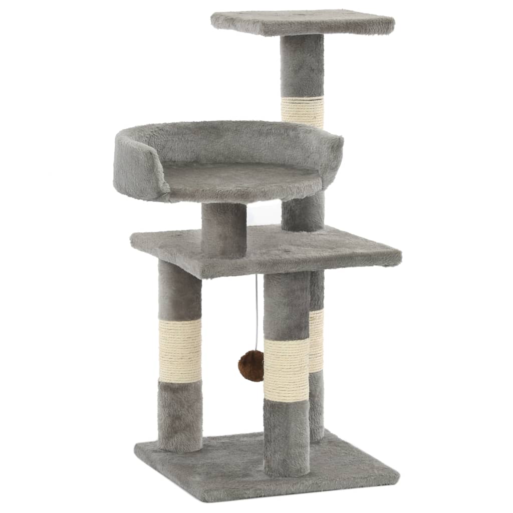 Škrabadlo pre mačky so sisalovými stĺpikmi 65 cm sivé