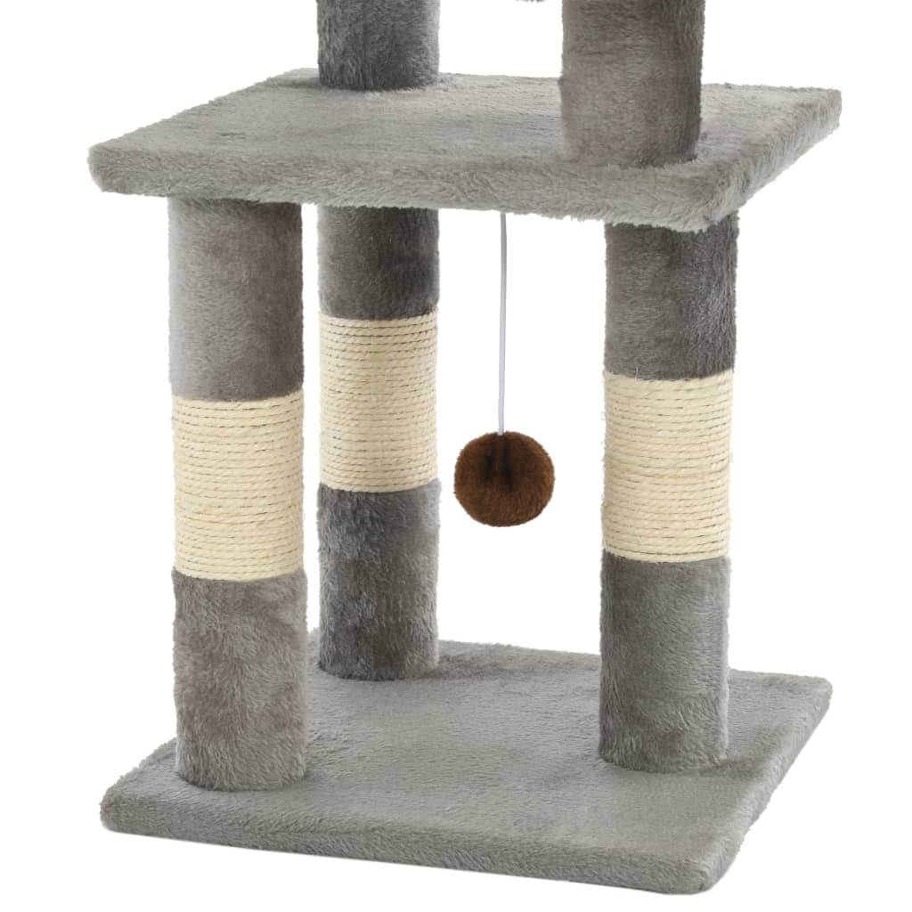Škrabadlo pre mačky so sisalovými stĺpikmi 65 cm sivé