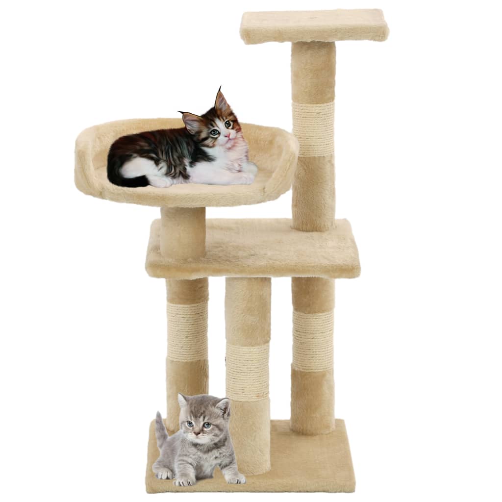 Škrabadlo pre mačky so sisalovými stĺpikmi 65 cm béžové