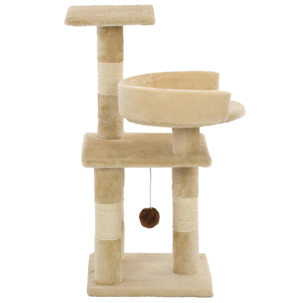 Škrabadlo pre mačky so sisalovými stĺpikmi 65 cm béžové