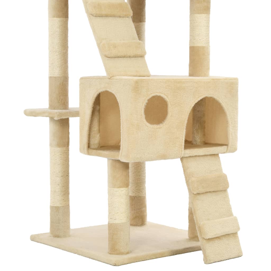 Škrabadlo pre mačky so sisalovými stĺpikmi, 170 cm, béžové