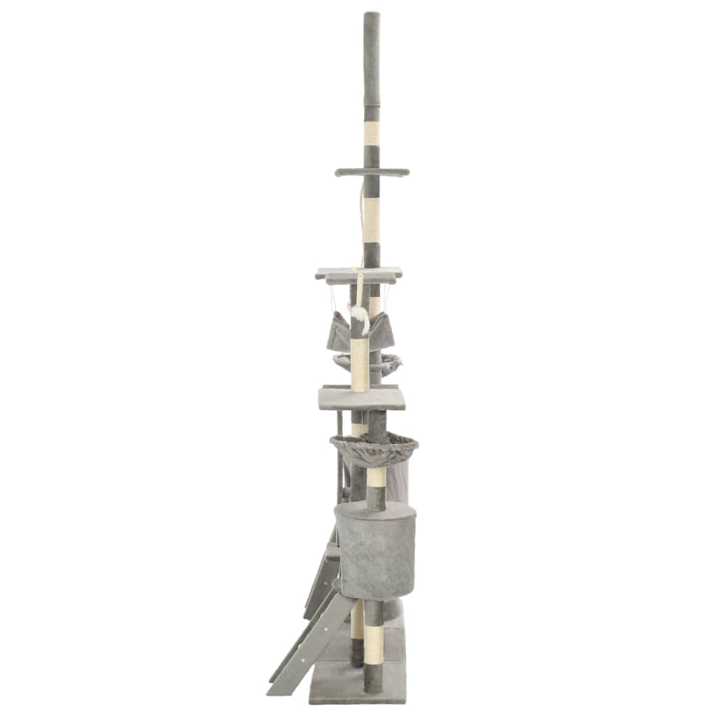 Škrabadlo pre mačky so sisalovými stĺpikmi 230-250 cm sivé
