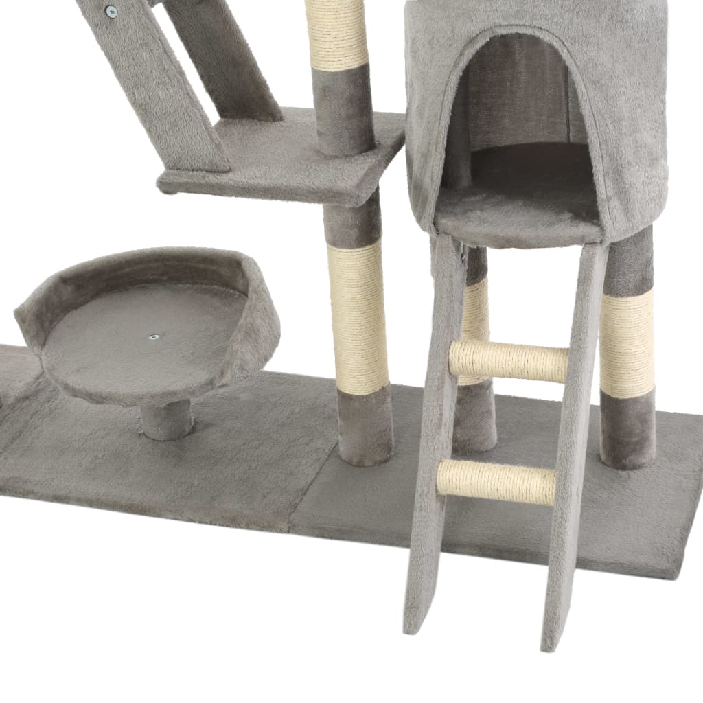 Škrabadlo pre mačky so sisalovými stĺpikmi 230-250 cm sivé