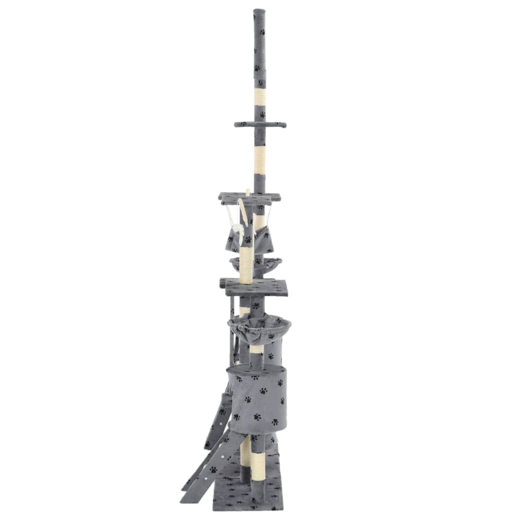 Škrabadlo pre mačky so sisalovými stĺpikmi 230-250 cm sivé s labkami