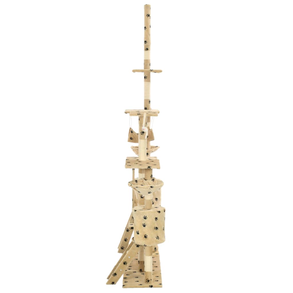 Škrabadlo pre mačky so sisalovými stĺpikmi 230-250 cm béžové s labkami