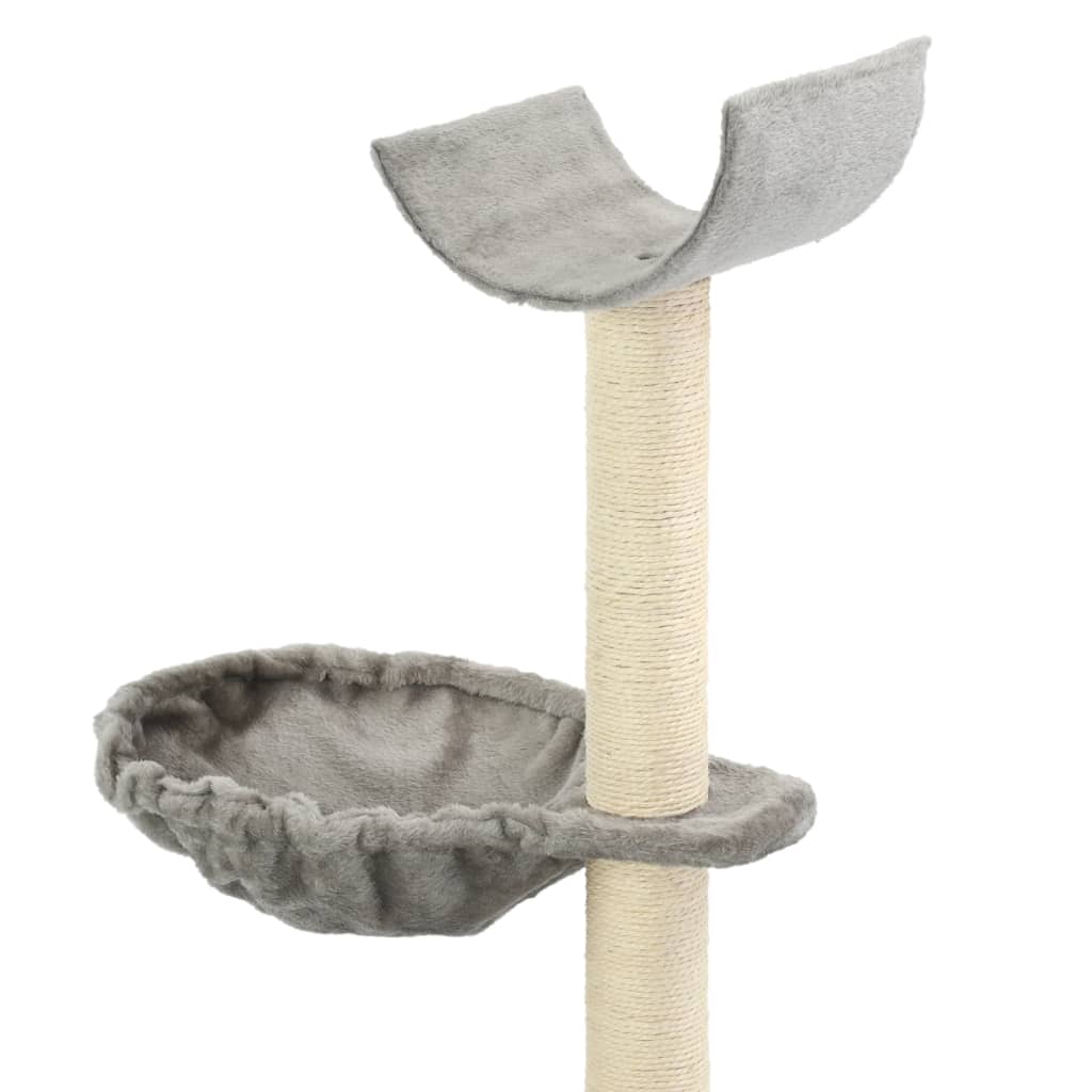 Škrabadlo pre mačky so sisalovými stĺpikmi, 105 cm, sivé