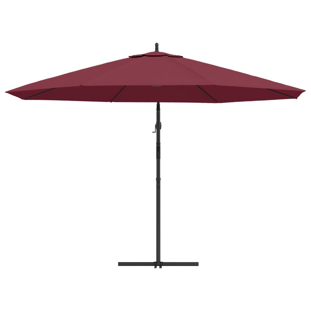 Závesný záhradný slnečník, hliníková tyč 350 cm, bordový