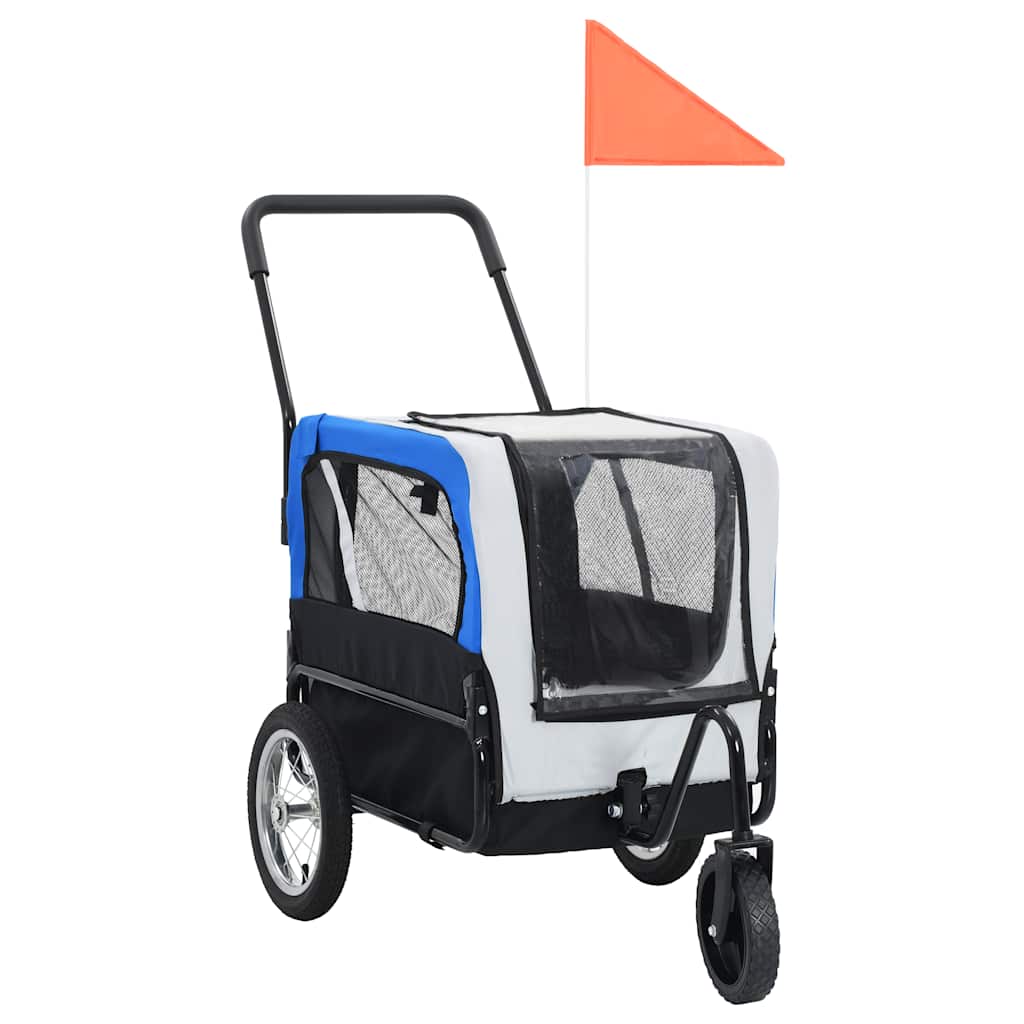 Vozík pre domáce zvieratá na bicykel/beh 2-v-1, sivo modrý