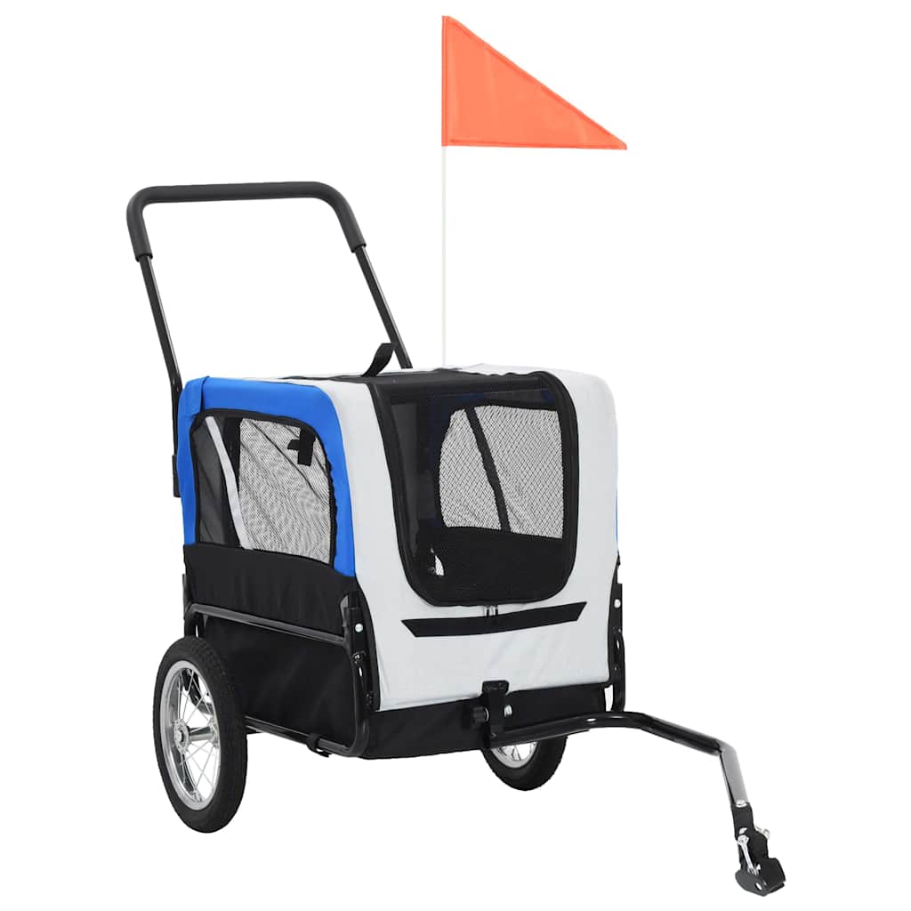 Vozík pre domáce zvieratá na bicykel/beh 2-v-1, sivo modrý