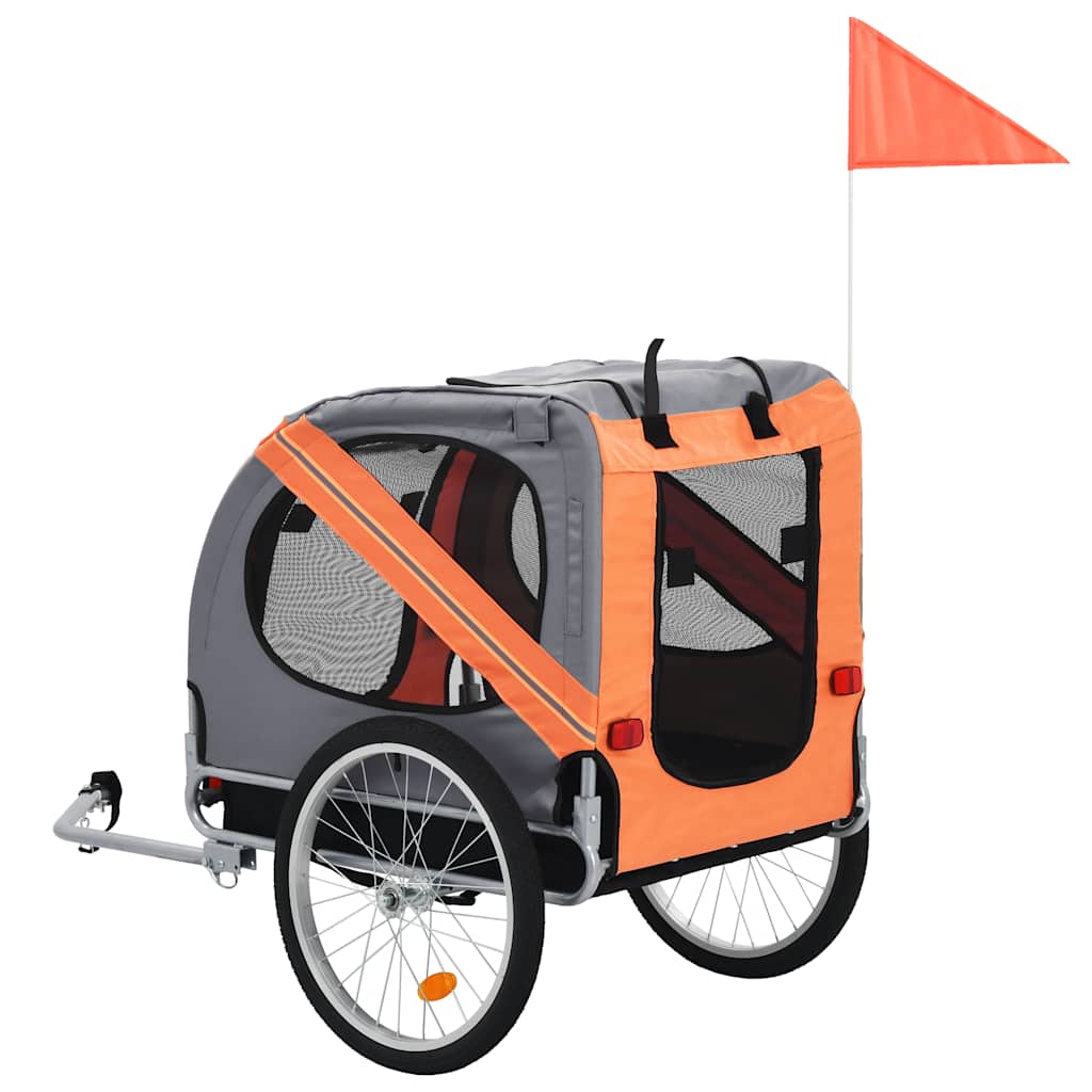 Vozík za bicykel pre psa, oranžovo sivý