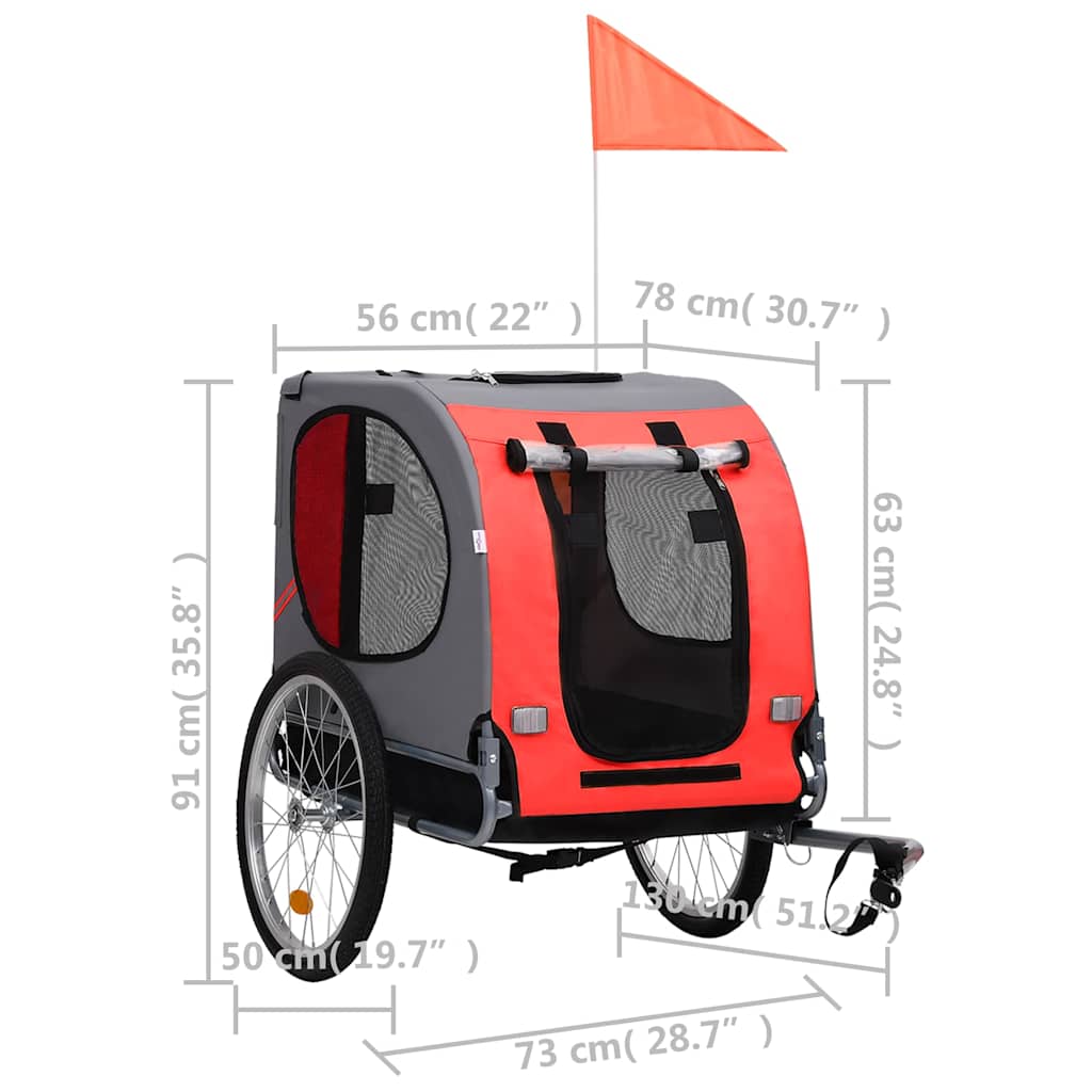 Vozík za bicykel pre psa, červeno čierny