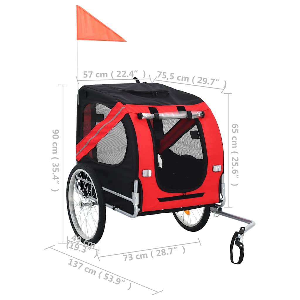 Vozík za bicykel pre psa, červeno čierny