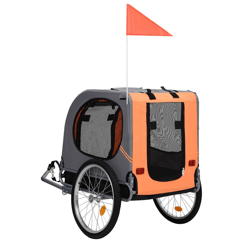 Vozík za bicykel pre psa, oranžovo sivý