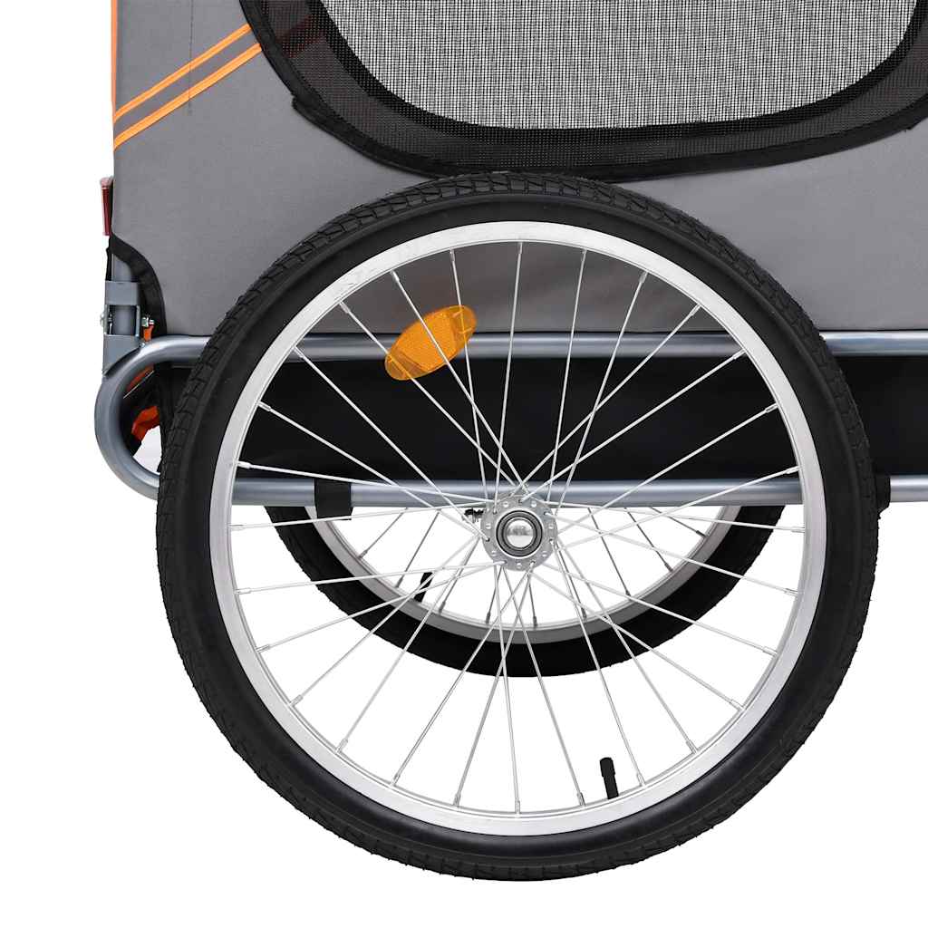 Vozík za bicykel pre psa, oranžovo sivý
