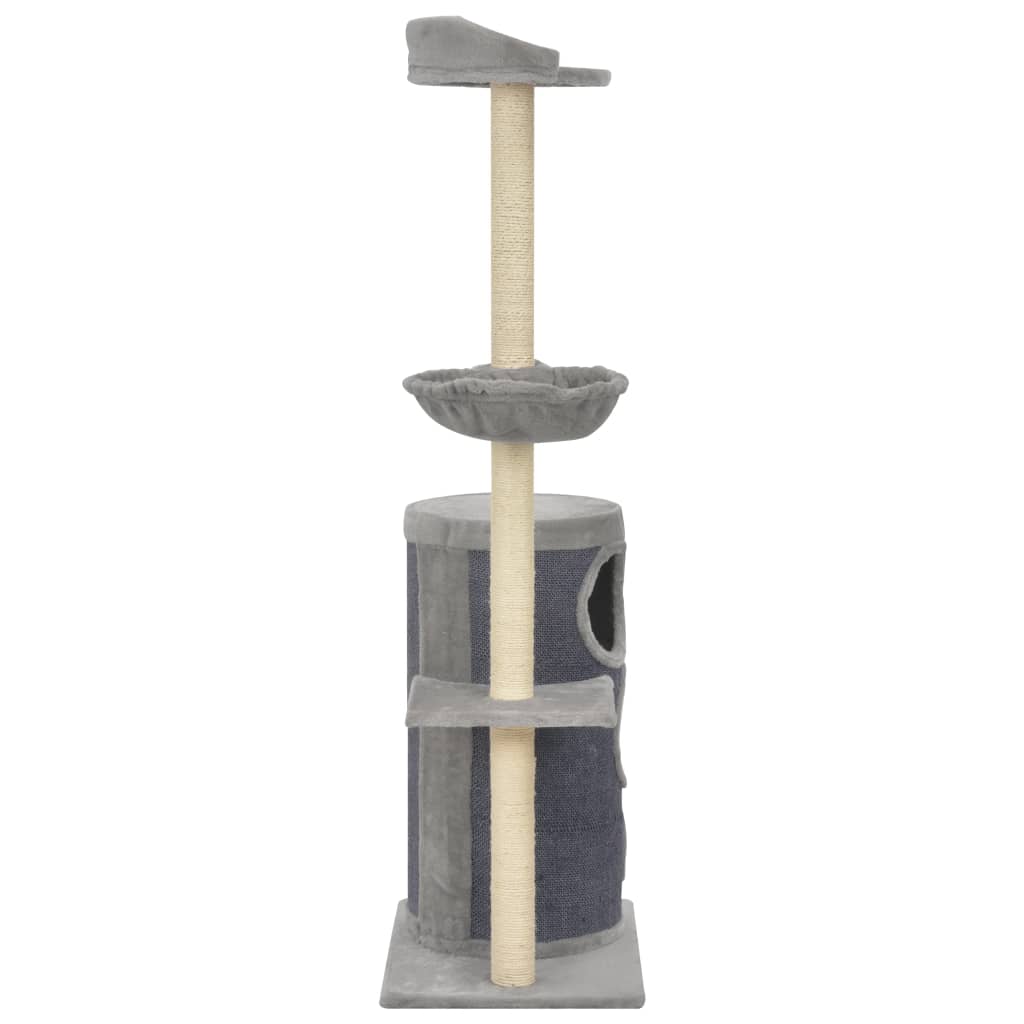 Škrabadlo pre mačky so sisalovými stĺpikmi, sivé 148 cm