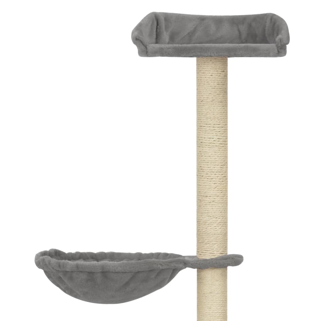 Škrabadlo pre mačky so sisalovými stĺpikmi, sivé 148 cm
