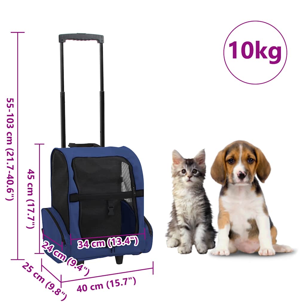 Modrý skladací viacúčelový vozík pre domáce zvieratá