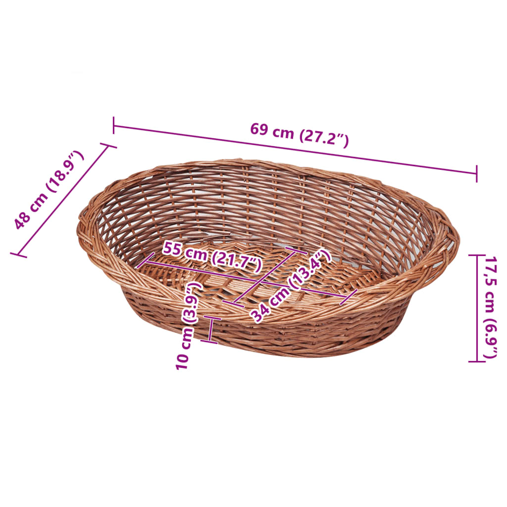 Košík/pelech pre psy z vŕbového prútia, prírodná farba 69 cm