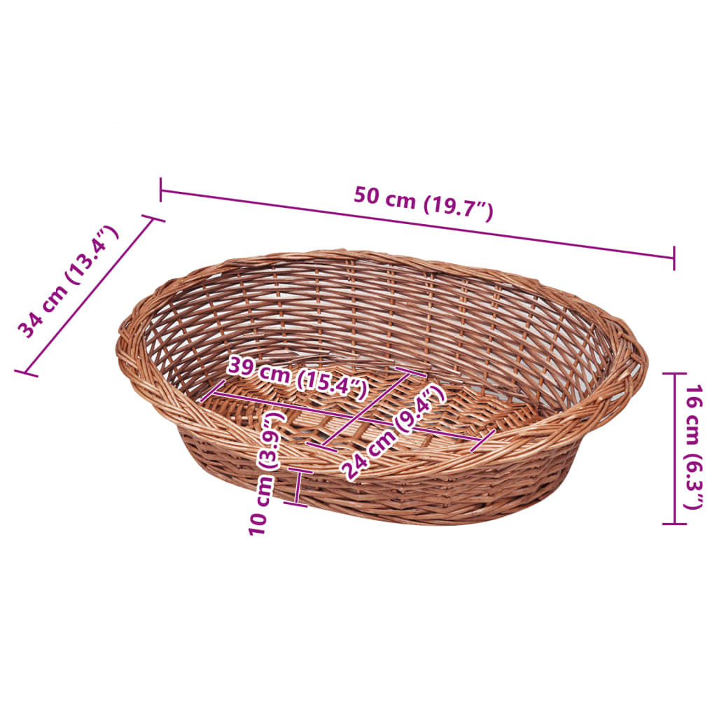 Košík/pelech pre psy z vŕbového prútia, prírodná farba 50 cm