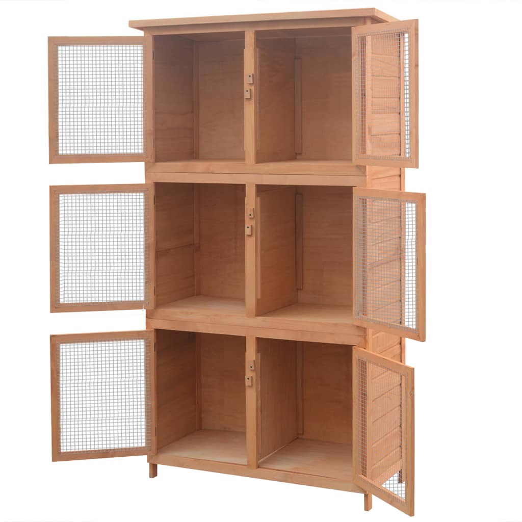 Zvieracia klietka/králikáreň so 6 kotercami, drevená