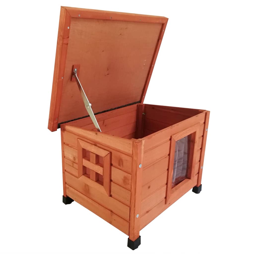 Vonkajší domček pre mačky XL 68,5x54x51,5 cm drevo hnedý