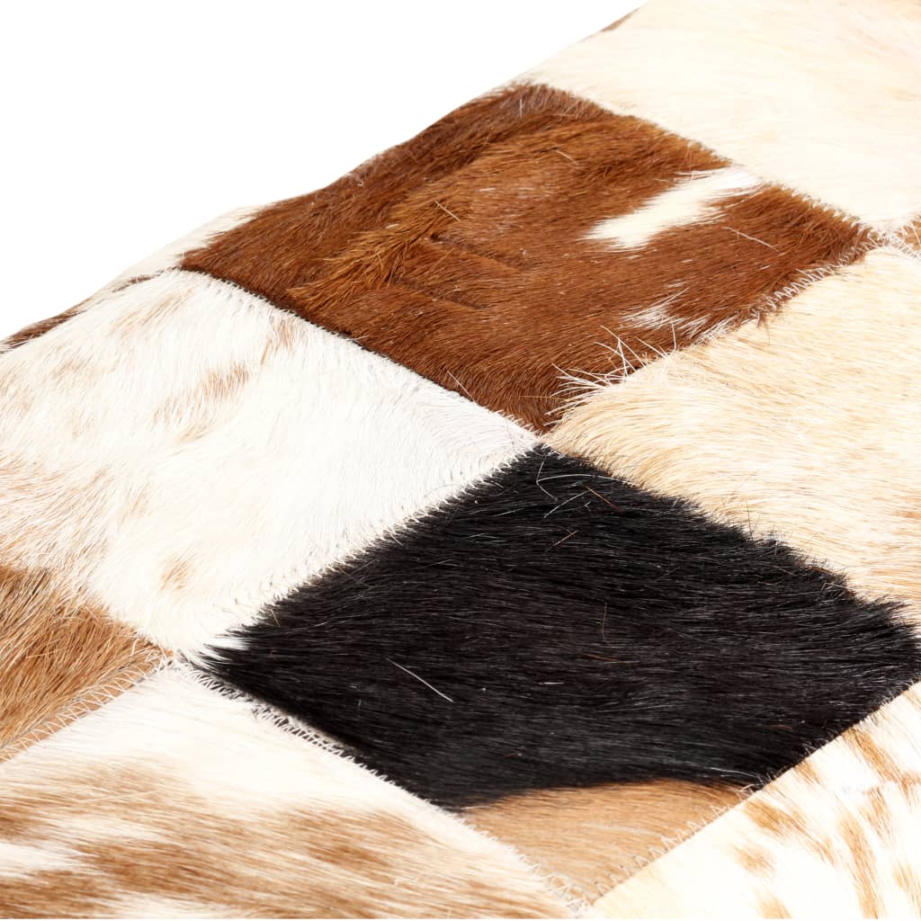 Lavička 110 cm hnedý štýl patchwork pravá kozia koža